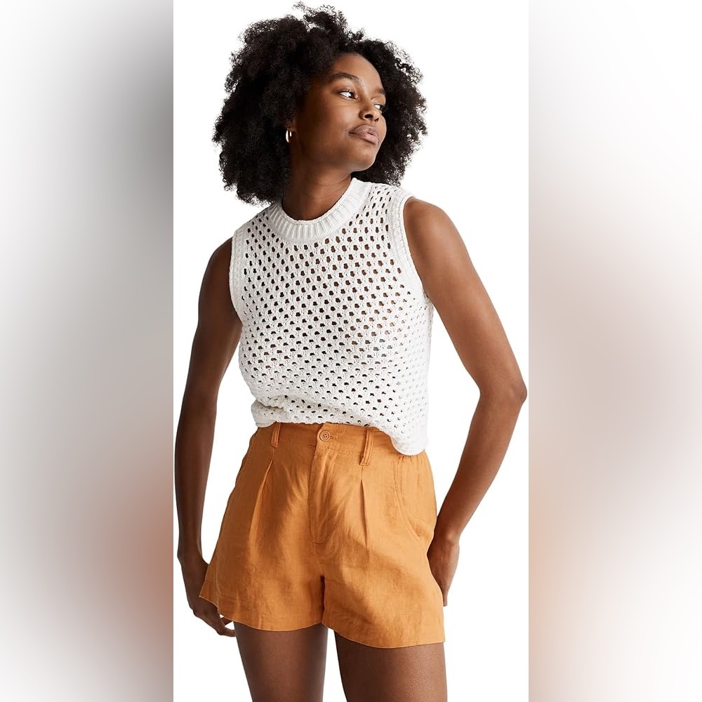 Madewell 100% Linen The Neale Shorts Mustard Yellow Orange Size 4